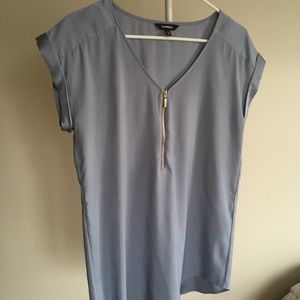 Silky Zip Front Gramercy Tee